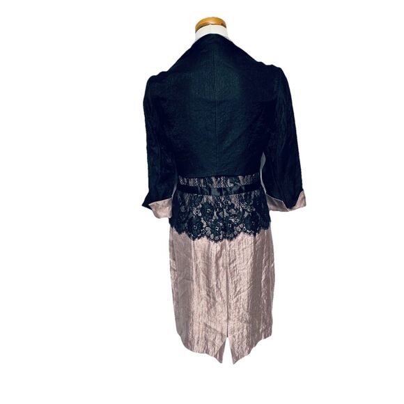 Adrianna Papell Blush w Black Lace & Crop Bolero Jacket 2 Pc Set Women's size 8 - Picture 2 of 7